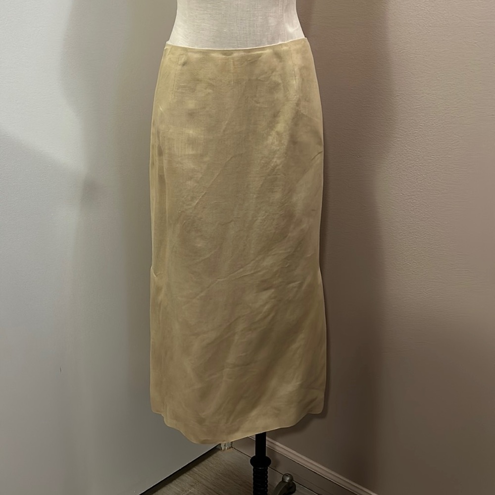 Brooks Brothers Cream Linen Maxi Skirt with side slits size 6/8 excellent